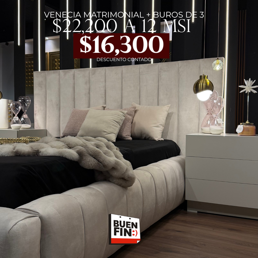 Recamara Venecia + Buros de tres